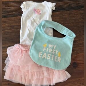 Carter's Mint and Pink Easter Bib Set